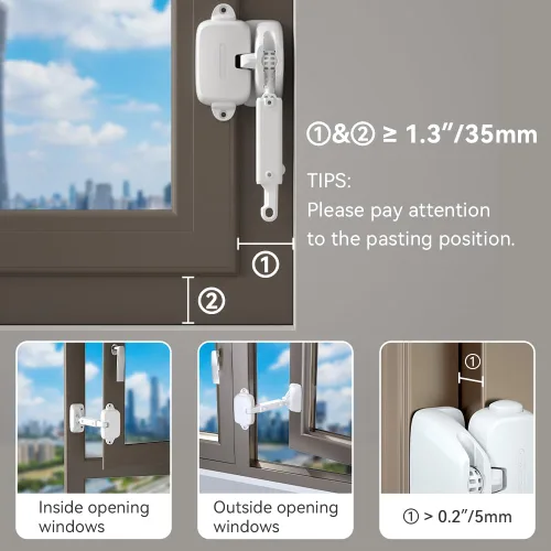 Miniatura 7 de EUDEMON Paquete de 1 restrictor de ventana a prueba de niños para aluminio, madera, marcos de ventana de metal, cerradura de ventana de seguridad