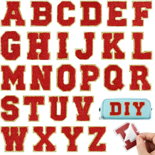 Miniatura 13 de Parches autoadhesivos de felpilla con letras A-Z, color negro, para ropa de tela, 26 piezas