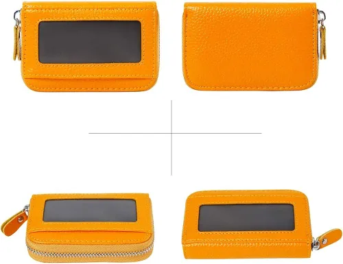 Miniatura 3 de RFID bloqueo 12 ranuras tarjeta de crédito titular cuero acordeón cartera