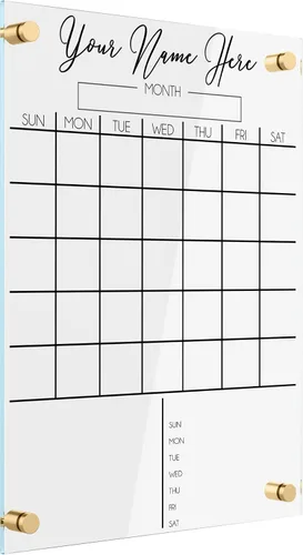 Calendario acrílico personalizado para pared, se envía al día siguiente, hecho en Estados Unidos, planificador transparente de borrado en seco para