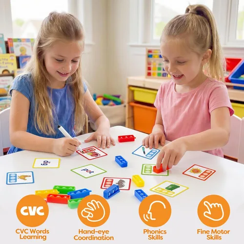 Miniatura 7 de Aizweb Juego de Palabras CVC, Juegos de Fonética Tarjetas Flash para Suministros de Aula de Preescolar Jardín de Infantes, Juguete Manipulativo