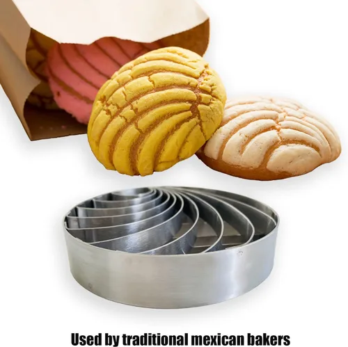 Miniatura 6 de Molde de pan mexicano hecho de acero inoxidable de 4.1 pulgadas, sello de concha, molde de dos caras para Pan Dulce Mexicano Cortadora de Pan
