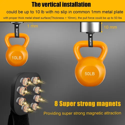 Miniatura 3 de Paquete de 2 correas de gancho magnético resistentes para cables de extensión, potentes ganchos de almacenamiento Cruise Garage para colgar cables