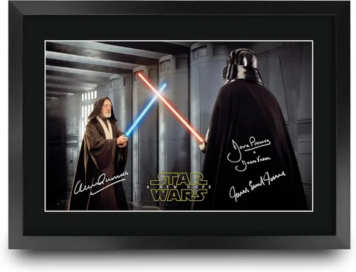 Miniatura 13 de HWC Trading Star Wars Episodio 1 La Amenaza Fantasma Regalos Presentación Impresa Autografiada Montaje para Fans de Recuerdos de Películas - 16" x
