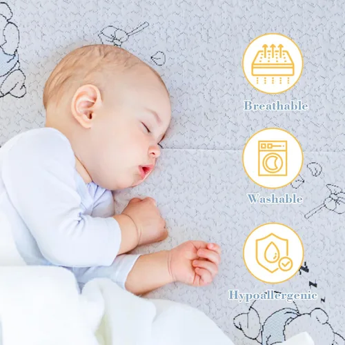 Miniatura 4 de Colchón triple Pack and Play, 38 x 26 pulgadas, colchón de espuma viscoelástica de gel N Play, colchón portátil de viaje de doble cara para Pack N