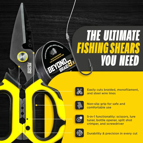 Miniatura 7 de Beyond Fishing - Tijeras de pesca profesionales de 6.5 pulgadas, cuchillas dentadas dobles, tijeras de línea trenzada de pesca con revestimiento