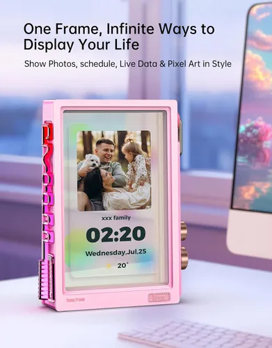 Miniatura 6 de Divoom Times Frame - Marco de fotos digital WiFi de 10.1 pulgadas con 64 GB, aplicación gratuita sin tarifas de suscripción, soporta carga de Rosa
