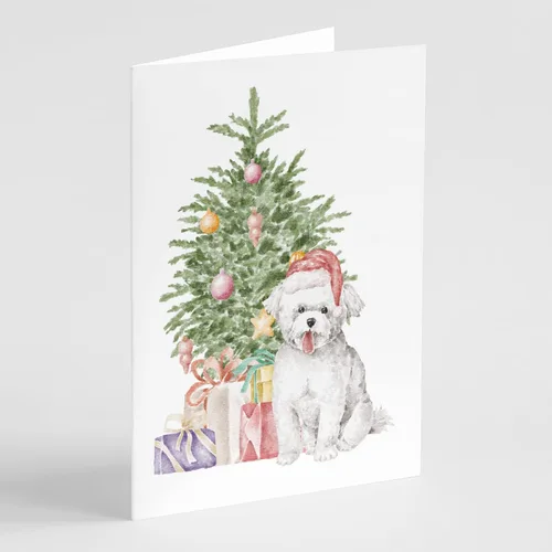 Miniatura 32 de Caroline's Treasures CK8213GCA7P Bulldog, Bulldog Inglés #2 - Tarjetas de felicitación y sobres de árbol de Navidad, paquete de 8 tarjetas en blanco