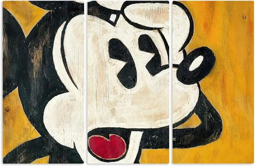 Lienzo decorativo para pared con diseño de ratón de dibujos animados, estampado clásico inspirado en la animación, decoración retro del hogar (3