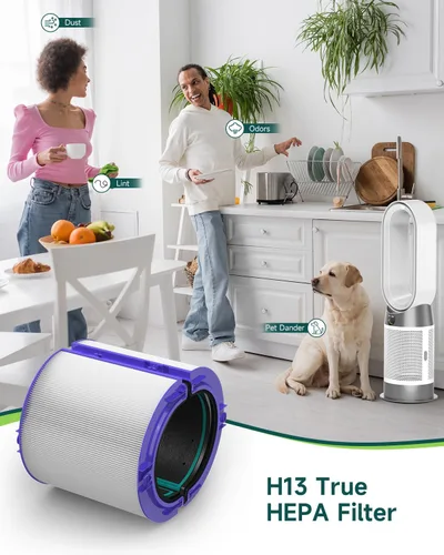 Miniatura 8 de Paquete de 2 filtros TP04 de repuesto compatibles con purificador de aire Dyson TP04 / HP04 / DP04, filtro de carbono de alta eficiencia de vidrio