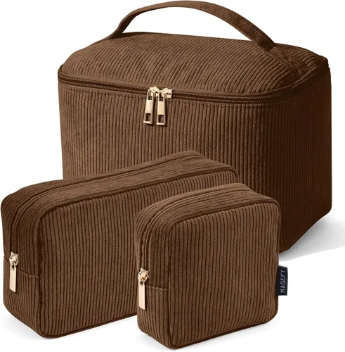 Miniatura 18 de MAGEFY Pequeña bolsa de maquillaje para bolso, mini bolsa de cosméticos de pana, linda bolsa cosmética para mujeres con bolsillos deslizantes