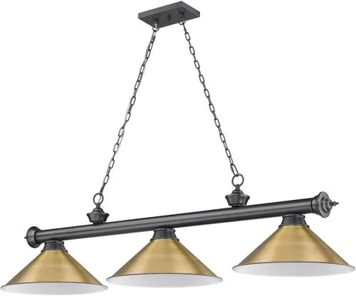 Miniatura 7 de Z-Lite 2306-3BP-RB15 Colgante de billar Cordon, 3 luces 180 vatios totales, chapado en bronce Placa de bronce
