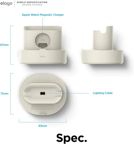 Miniatura 8 de elago Estación de carga 2 en 1 para productos Apple, diseñada para AirPods, AirPods Pro, iPhone, Apple Watch [cables no incluidos] (blanco clásico)