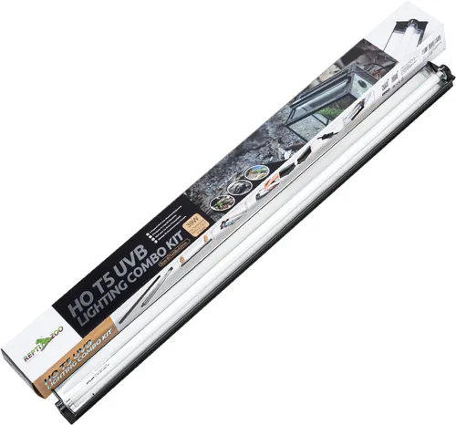 Miniatura 8 de REPTI ZOO Kit combinado de iluminación para reptiles T5 HO UVB de 39 W, campana de terrario de reptil de 34 pulgadas, con reflector curvado