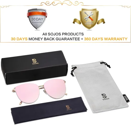 Miniatura 6 de SOJOS SJ1085 - Lentes de sol planos con espejo para mujer