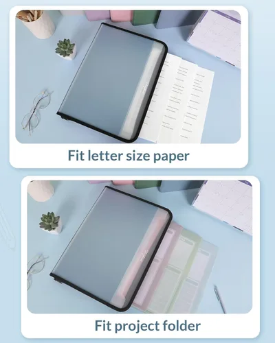 Miniatura 3 de Organizador de documentos, carpeta de acordeón con bolsillo frontal, carpeta de archivos expandible de 7 bolsillos, tamaño carta, carpeta de Azul