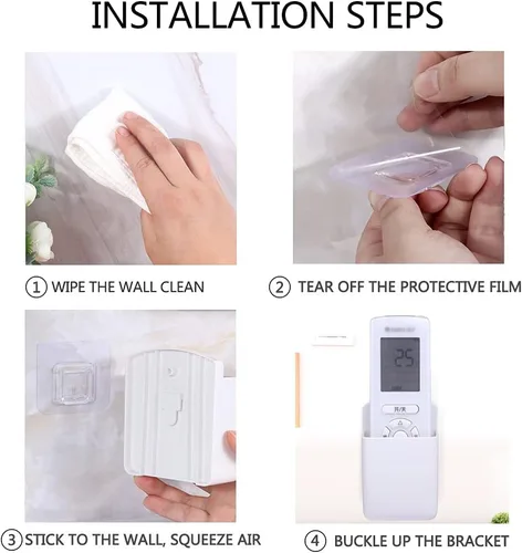 Miniatura 4 de Soporte para control remoto de montaje en pared, 2 soportes para controlador de reproductor multimedia, bandeja remota de aire acondicionado