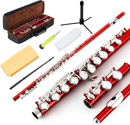 Miniatura 9 de EASTROCK Flautas de agujero cerrado C de 16 teclas para principiantes, niños, estudiantes, flauta de níquel plateado con soporte para estuche y kit