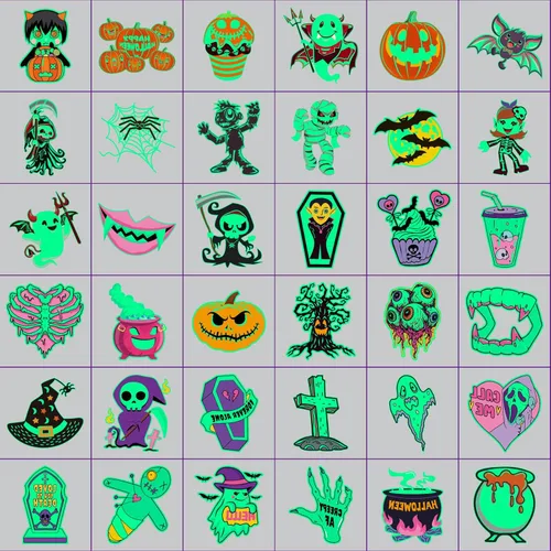 Miniatura 3 de Para suministros de recuerdos de fiesta de Halloween, 102 tatuajes temporales que brillan en la oscuridad envueltos individualmente para niños