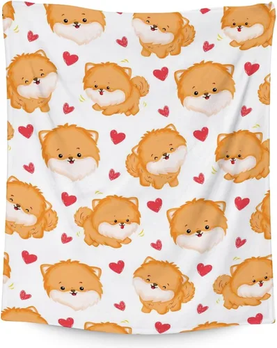 Miniatura 8 de Manta de Pomerania para niñas, tamaño de regazo de 30 x 40 pulgadas, manta de felpa suave y mullida, manta rosa para perro para sala de estar