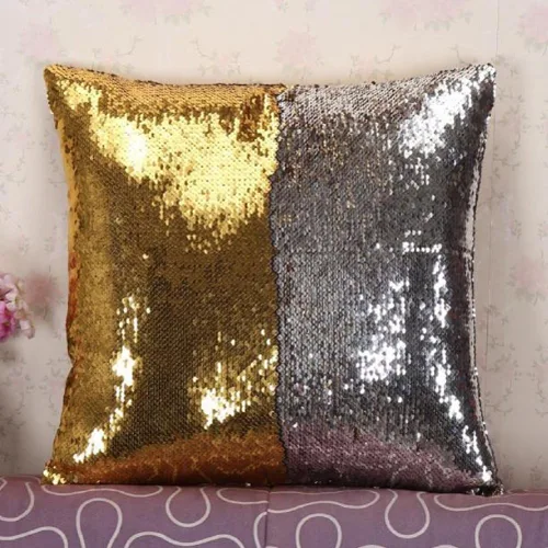 Miniatura 3 de MOCOFO Fundas de almohada decorativas de lentejuelas mágicas reversibles 16x16-2 de plata a oro + 2 de oro a negro de ante premium para habitación 4