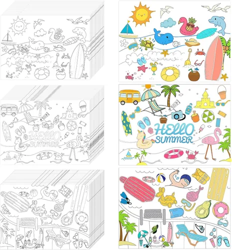 Miniatura 8 de Juego de 150 manteles individuales desechables de papel para colorear, manteles individuales de papel a granel para mesa de comedor, 14.5 x 10