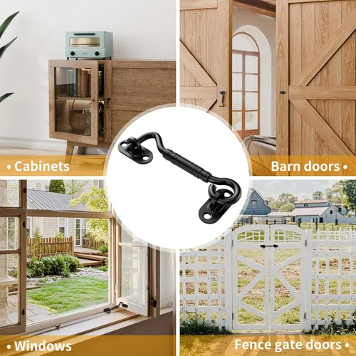 Miniatura 7 de Pestillo de puerta de 4 pulgadas, herrajes para cerradura de puerta, gancho de acero inoxidable de 4 pulgadas y pestillo de puerta de ojal, cierre