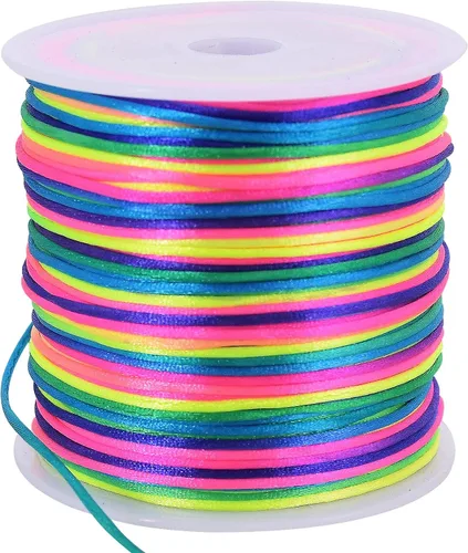 Miniatura 9 de TONIFUL 1 mm x 100 yardas de cordón de nailon blanco satinado para hacer pulseras, cordón de macramé cola de ratón, cordón de cuentas a granel