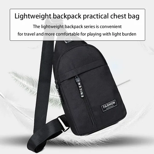Miniatura 3 de Pequeña bolsa cruzada negra, bolsa de hombro para hombres y mujeres, bolso bandolera de pecho con una correa de viaje, Negro