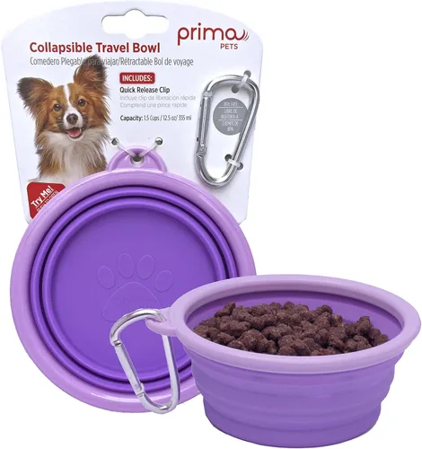 Miniatura 13 de Prima Pet Plegable Silicona Food & agua Tazón con clip de viaje para perro y gato, tamaños disponibles: pequeño (1,5 tazas) & Grande (5 tazas), Agua