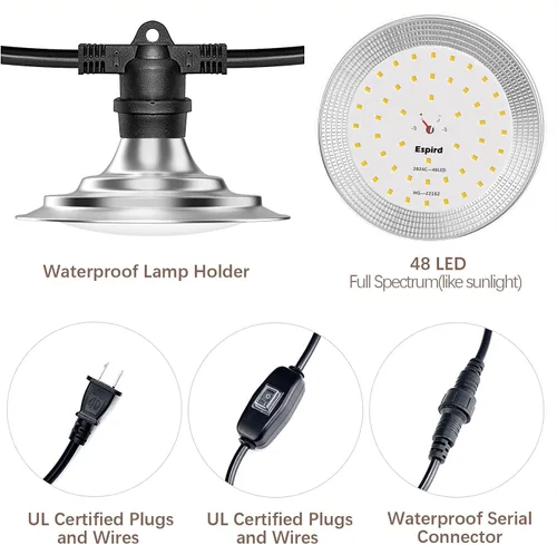 Miniatura 2 de Luces LED de cultivo para invernadero, 12 luces impermeables, luz de crecimiento de plantas de espectro completo, luces de cultivo de invernadero