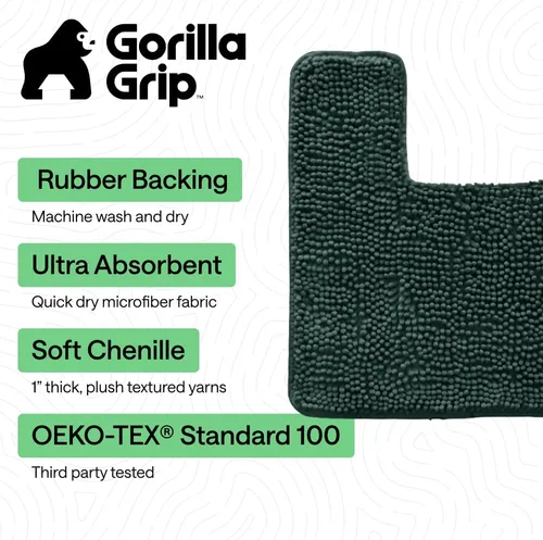 Miniatura 348 de Gorilla Grip - Tapete de baño de felpilla gruesa, suave y absorbente, secado rápido, de microfibra, con reverso de caucho, para piso de ducha, Nube