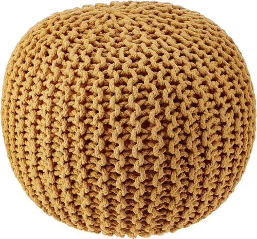 Miniatura 12 de REDEARTH Puf Otomano Redondo - Tejido a Mano con Cable Estilo Boho, Decoración del Hogar, Puf Circular, Reposapiés para Sala de Estar - Guardería
