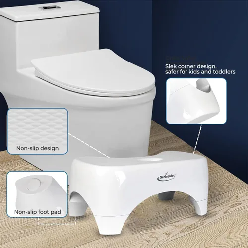 Miniatura 3 de GenieBidet Taburete de inodoro de 7 pulgadas, taburete portátil para excrementos de 350 libras, taburete de baño antideslizante para niños