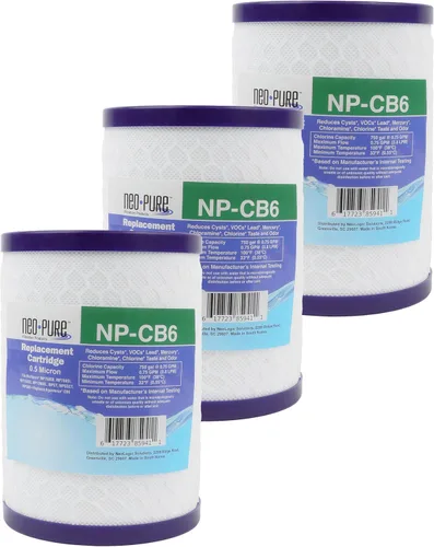 Cartucho de repuesto CB6 compatible por Neo-Pure (paquete de 3) | Filtración de alta eficiencia para agua limpia | Compatible con sistemas CB6 para