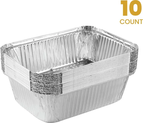 Miniatura 5 de PLASTICPRO Moldes desechables de papel de aluminio para llevar de 5 LB de 7'' X 10'' X 3'' pulgadas, moldes para hornear - utensilios de cocina