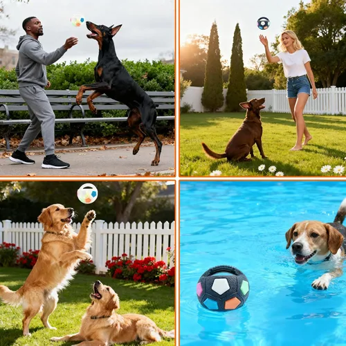 Miniatura 6 de Pelota calmante para perros con asa, pelota interactiva para jugar con mascotas, pelotas de tenis amarillas integradas y sonido chirriante