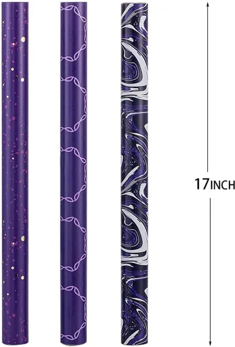 Miniatura 7 de GAKA Rollo de papel de regalo, morado, 3 diseños diferentes de papel de regalo, adecuado para Halloween, Acción de Gracias, Navidad, cumpleaños