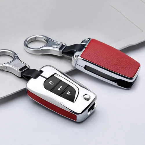 Miniatura 2 de ontto Funda para llavero compatible con Toyota Levin Camry Highlander, caja con tapa para control remoto, carcasa de metal, piel para llaves