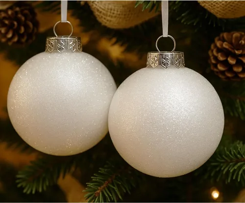 Miniatura 5 de Adornos grandes y blancos para árbol de Navidad de estilo casa de campo, decoración navideña, de 4.72 pulgadas, de plástico inastillable, bolas