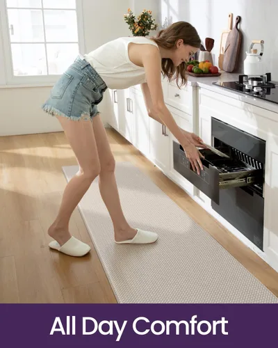 Miniatura 5 de DEXI Alfombrillas de Cocina Acolchadas Anti Fatiga, 17x59, Alfombra de Pasillo para Estar de Pie Impermeable, Espuma Viscoelástica Cómoda Acolchada