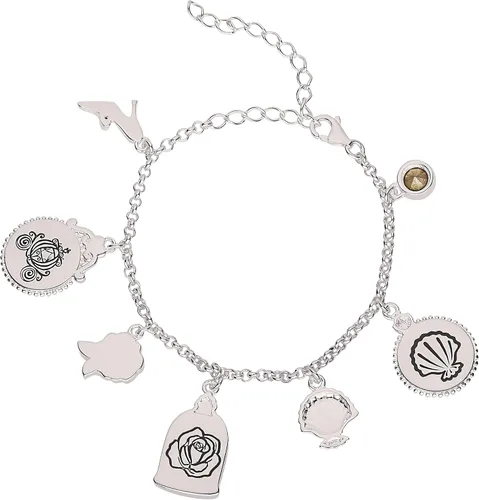 Miniatura 5 de Disney Pulsera de plata de ley con dije de cristal múltiple 5 pulgadas extensor de 2 pulgadas Metal