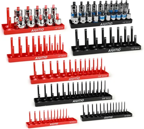 Miniatura 8 de AIUITIO Juego de 3 bandejas organizadoras de dados, bandejas de almacenamiento de dados SAE, soportes de dados de accionamiento profundos y poco