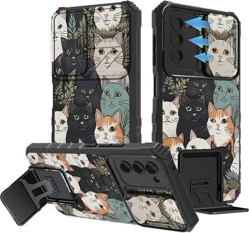 Miniatura 631 de Funda para Samsung Galaxy S22 Ultra 5G, Galaxy S22 Ultra con cubierta de cámara deslizante, funda resistente de doble capa con función atril Black