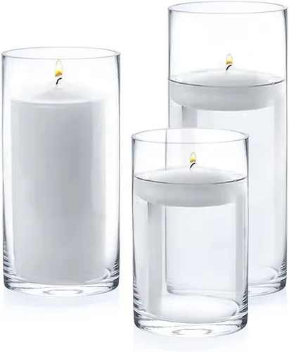 Miniatura 5 de Enova Floral Jarrón cilíndrico de vidrio transparente de 6 x 10 pulgadas, florero redondo para velas, jarrón flotante para velas, jarrón alto