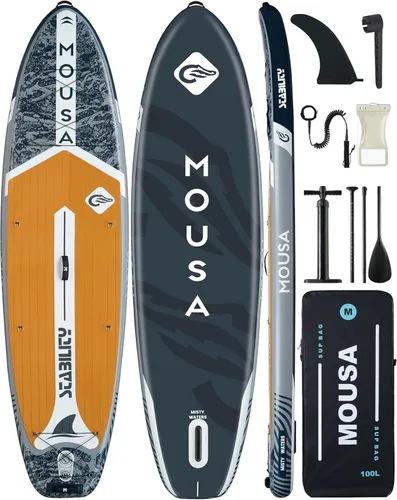 Miniatura 9 de MOUSA 10‘8/11'×35" Extra Wide Inflatable Stand Up Paddle Board, Stable Paddleboard SUP for 2 People/Family, Anti-Slip Full EVA Deck, 3 Handles, 100L