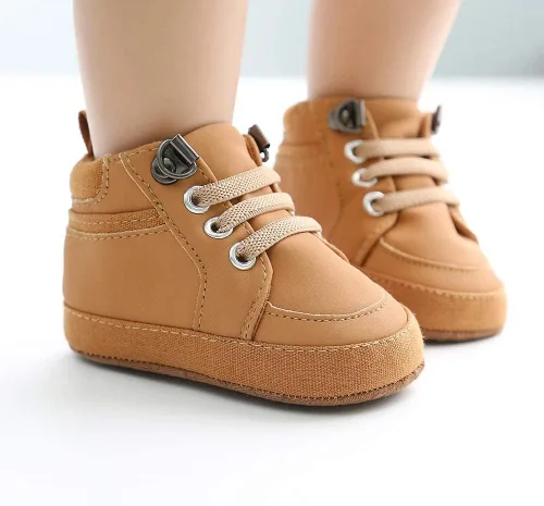 Miniatura 2 de Babelvit Zapatillas de lona con suela suave para bebé y niña, con cordones y cordones para bebé, botas unisex jasta el tobillo recién nacidos