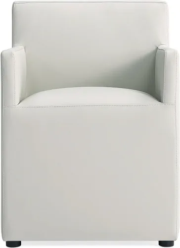 Miniatura 12 de Manhattan Comfort Anna - Silla de comedor moderna cuadrada con tapicería de piel sintética de pies a cabeza y acolchado de plástico para pies, Crema