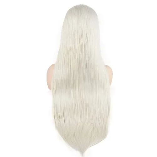 Miniatura 4 de Lvory - Pelucas de pelo liso súper largo de 25 pulgadas, resistente al calor, densidad pesada, sintética, con encaje frontal