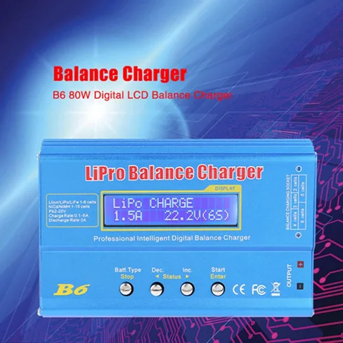 Miniatura 5 de Walfront B6 Balance Cargador RC Batería Cargador Digital 80W Vida NiMH NiCd (Nueva B6 Pantalla LCD Digital RC NiMh)